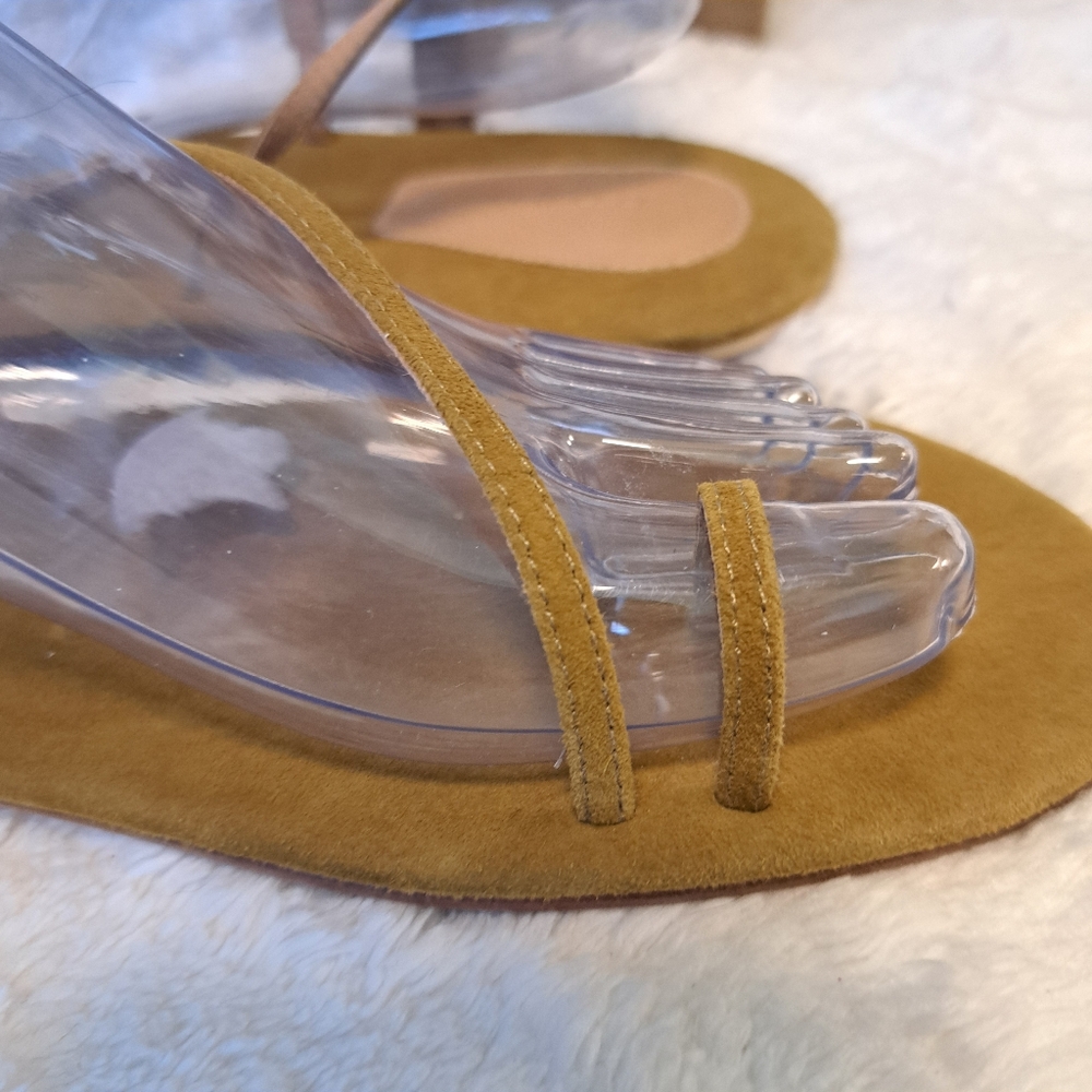 Doen Bare Sandals Strappy Leather Flat Toe Strap Minimalist Oak Tan Sz  41/ 10.5 - Picture 12 of 15